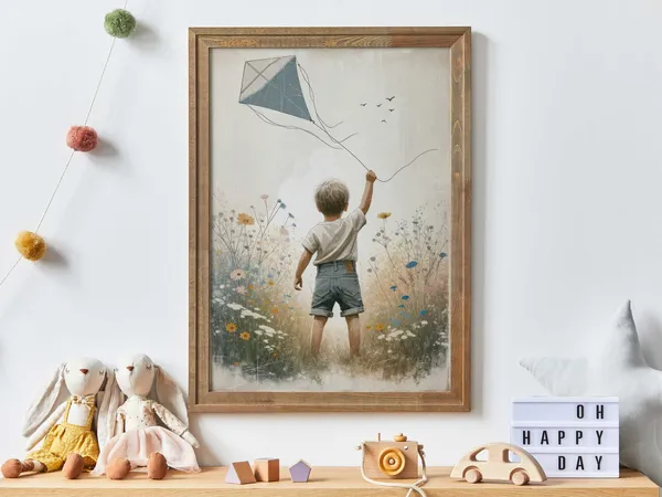 Boy Adventure Nursery Decor Kite Art Print