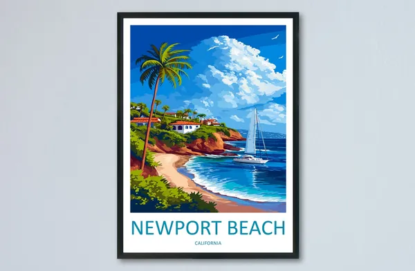 Newport Beach Travel Poster, California Wall Decor