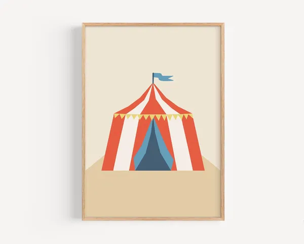 Circus Tent Kids Retro Nursery Art Print