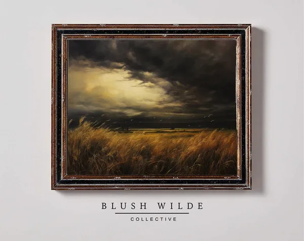 Stormy Field Vintage Oil Painting Art Print