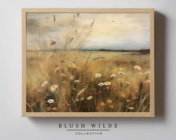 Vintage Flowery Field Whimsical Meadow Art Print