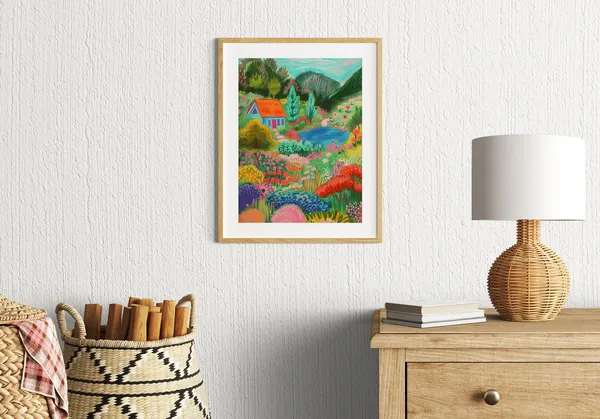 Flowers in a Garden Illustration Floral Art Print