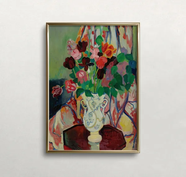 Floral Bouquet Vintage Art Print, Eclectic Maximalist