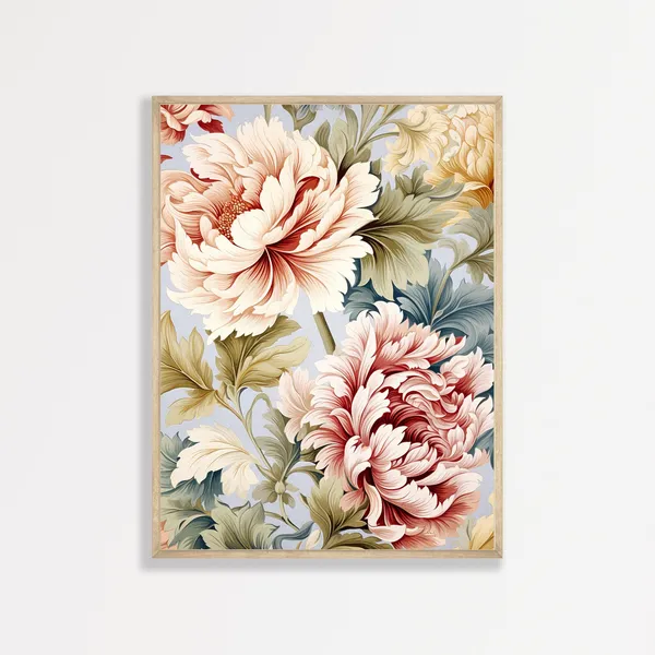 William Morris-Inspired Floral Pattern Art Print