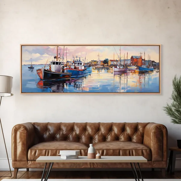 Sunrise Over the Harbor, Coastal Maine Watercolor Art Print