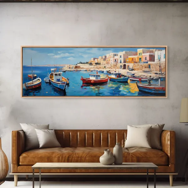 Moroccan Fishing Village At Sunset Watercolor Art Print