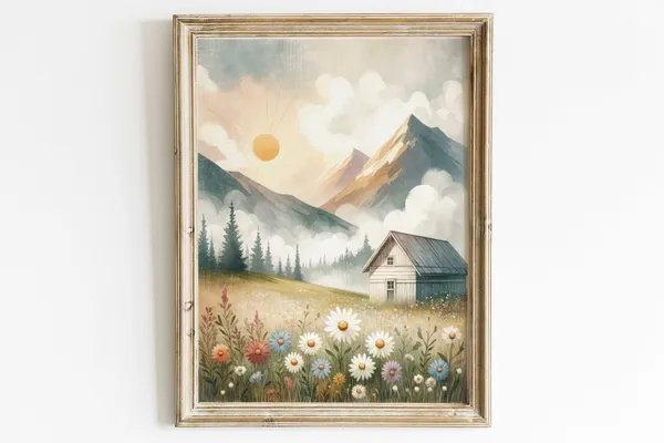 Whimsical Mountain Nursery Landscape Art Print