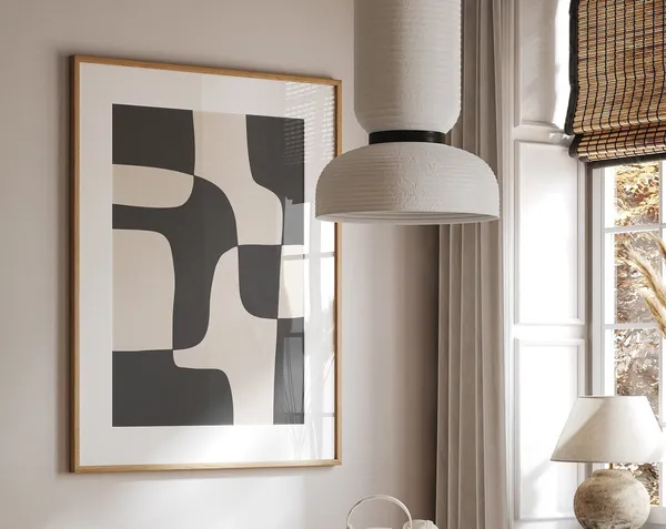 Minimalist Black And Beige Abstract Art Print