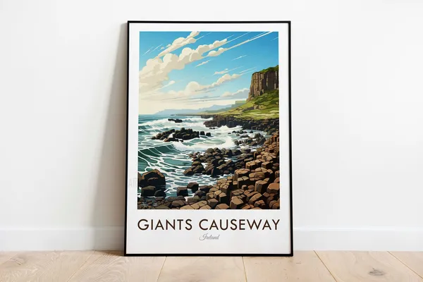 Giant's Causeway Vintage Travel Poster, Ireland