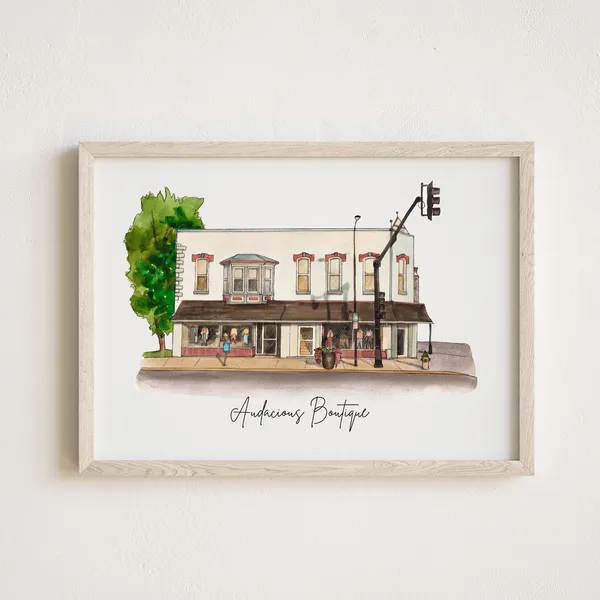 Custom Watercolor Storefront Painting Art Print