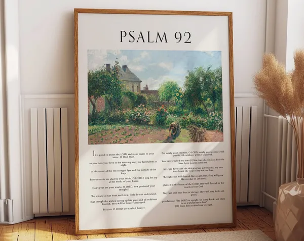 Psalm 92 Scripture Art Print, Bible Verse Decor