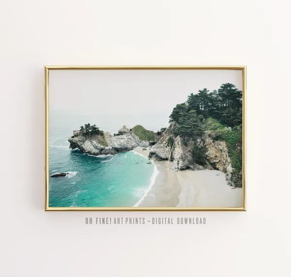 Big Sur California Beach Travel Poster, Coastal Decor