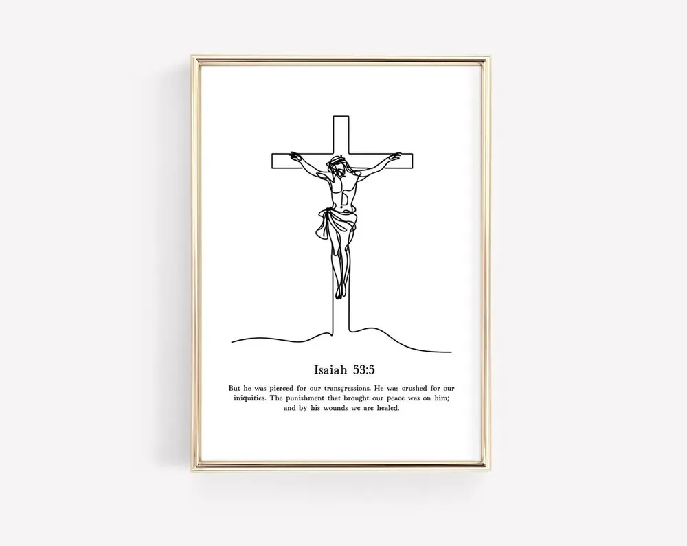 Minimalist Crucifixion of Christ, Christian Line Art