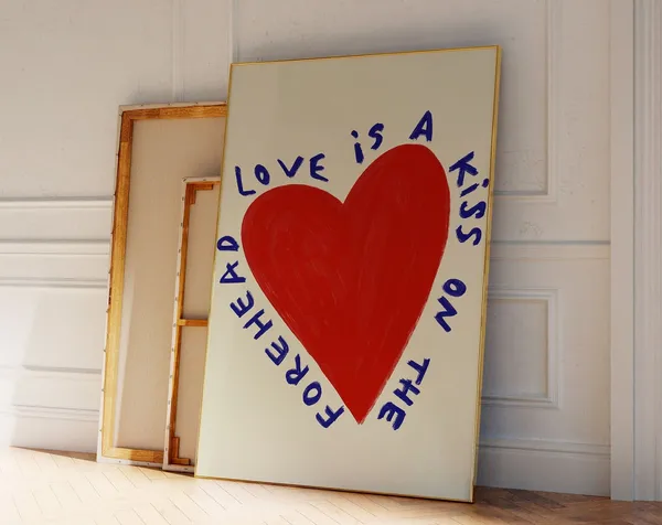 Love Heart Red And Blue Art Print, Modern Decor