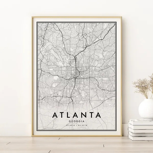 Atlanta Map Print, Georgia City Minimalist Poster