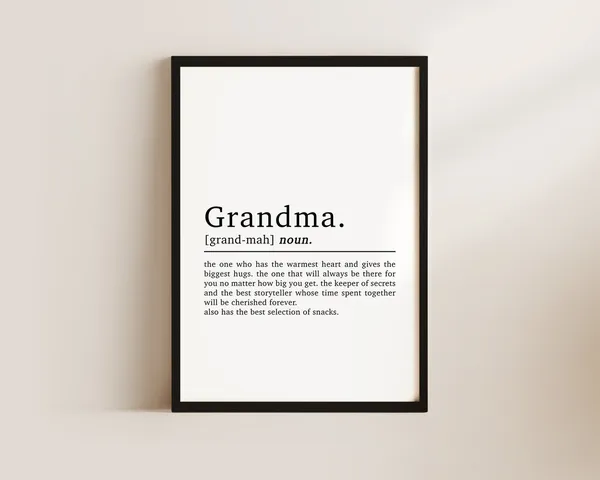 Grandma Definition Christmas Art Print for Grandma