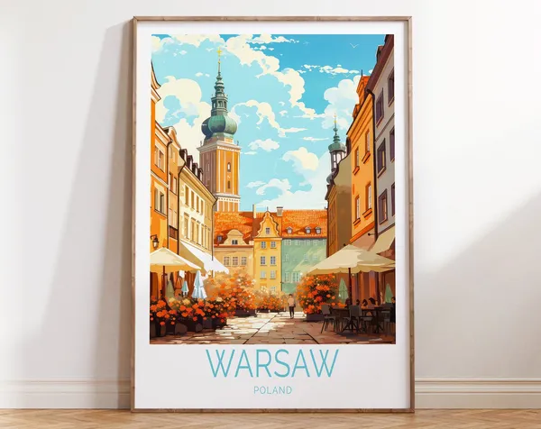 Warsaw Travel Poster, Poland Travel Wall Art