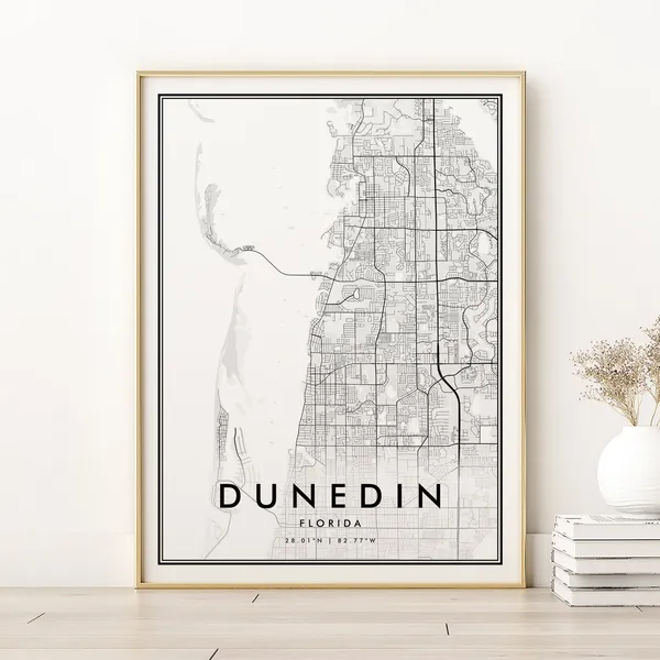 Dunedin Florida Map Print, Minimalist Retro Style