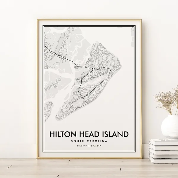 Hilton Island South Carolina Map Print, Personalized