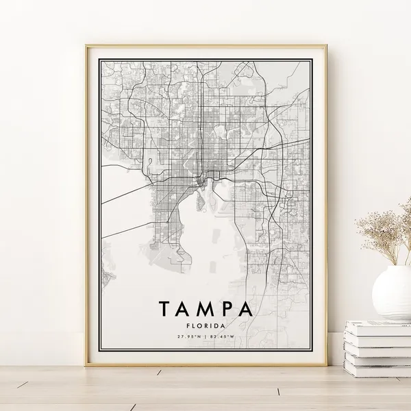 Tampa Map Print, Florida City Minimalist Poster