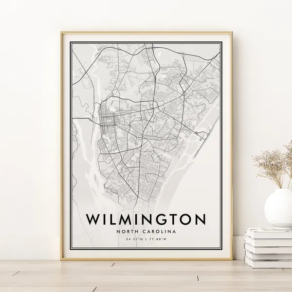 Wilmington Map Print, North Carolina Travel Poster