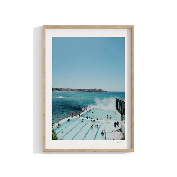 Bondi Beach Sydney Travel Poster, Boho Coastal Art