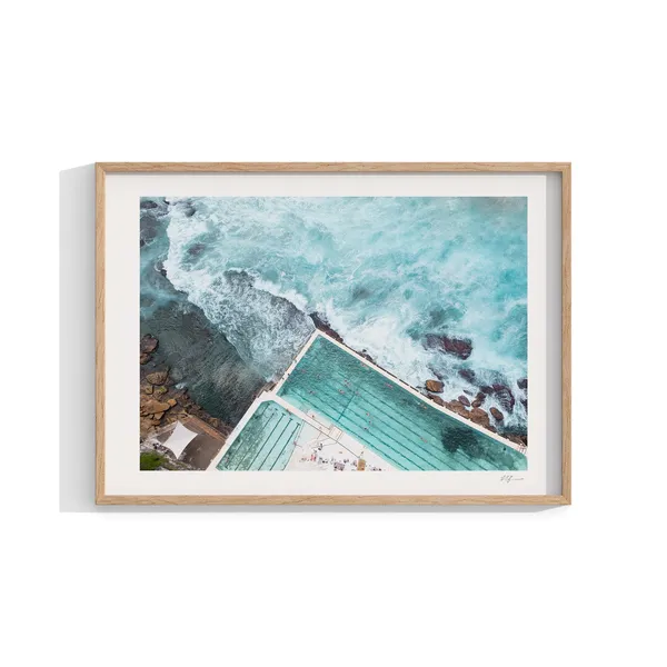 Bondi Beach Aerial Boho Art Print, Sydney Coast