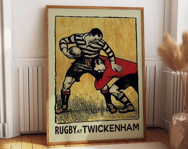 Vintage Twickenham Rugby Art Print, London Decor