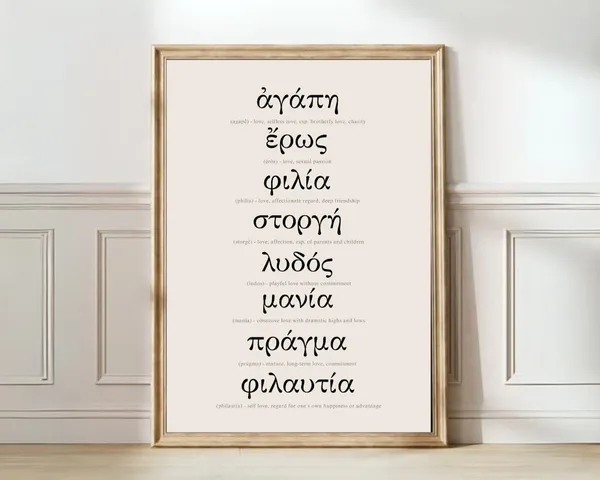 Greek Love Agape Eros Philia Typography Art Print
