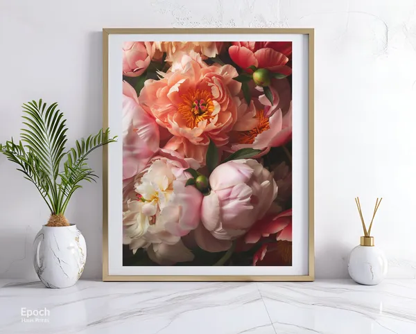 Peony Flower Bouquet Botanical Wall Art Print