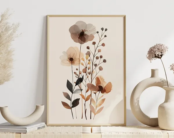 Natural Ambiance Flowers, Boho Scandinavian Poster