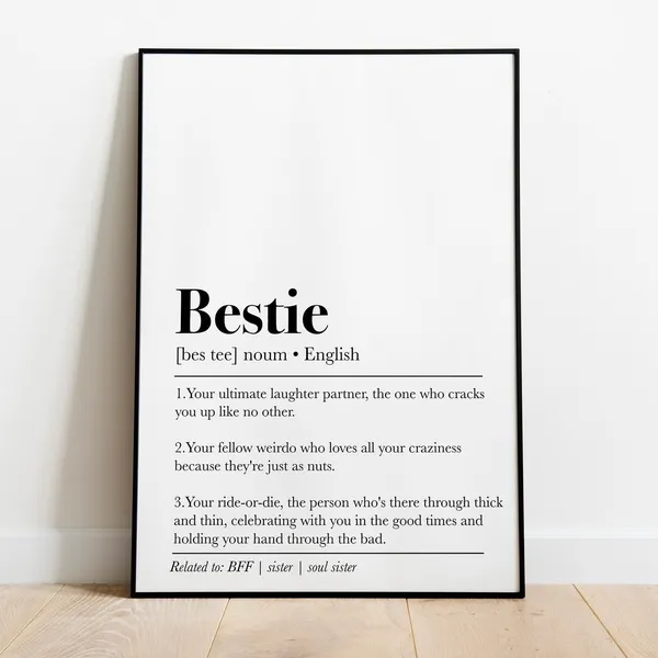Bestie Definition Art Print, Friend Gift Wall Decor
