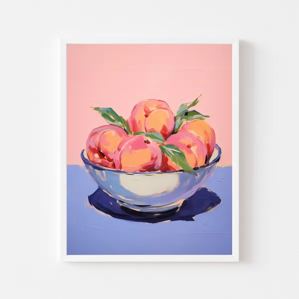 Colorful Peach Painting Kitchen Art Print, Still Life