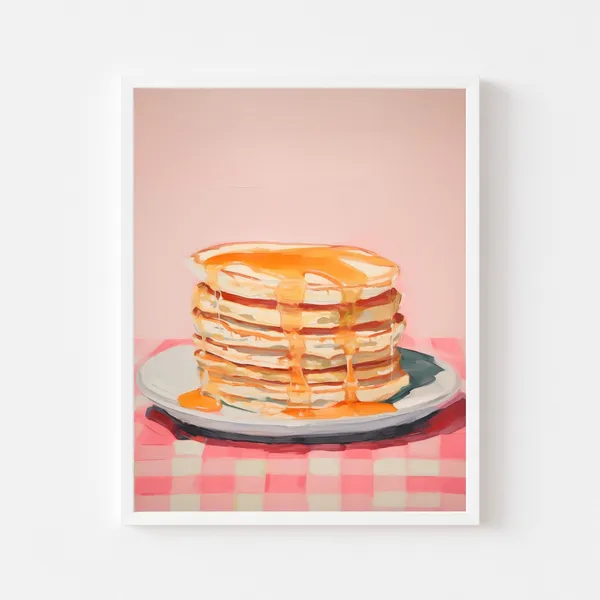 Colorful Pancake Painting, Breakfast Nook Art Print