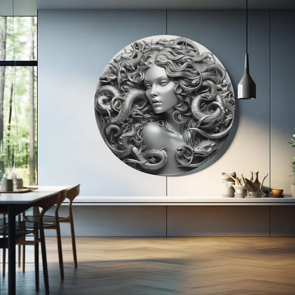 Medusa Mythological Circle, Snake Woman Art Print