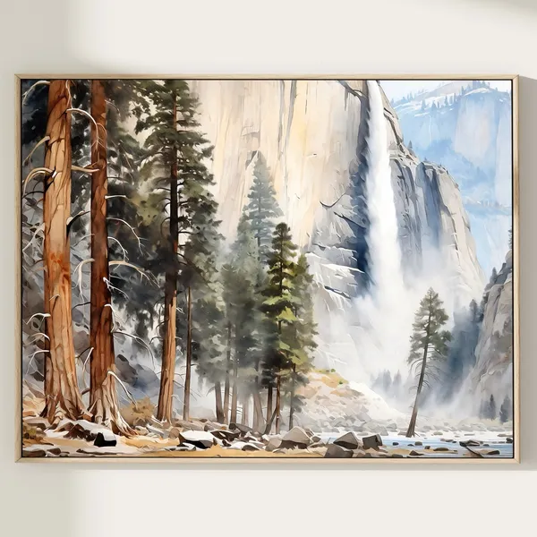 Yosemite National Park Watercolor Travel Poster