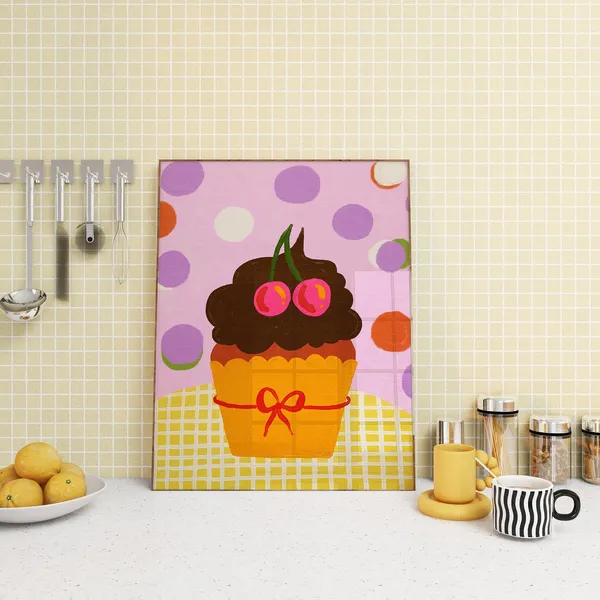 Cherry Muffin Kitchen Dessert Art Print