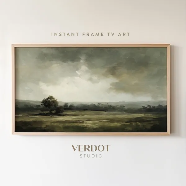 Rustic Vintage Landscape Art Print, Moody Country Pasture