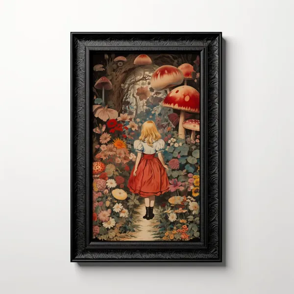 Vintage Alice Mushroom Wonderland Botanical Art Print