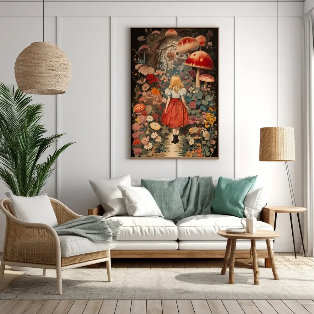 Vintage Alice Mushroom Wonderland Botanical Art Print - Image 5