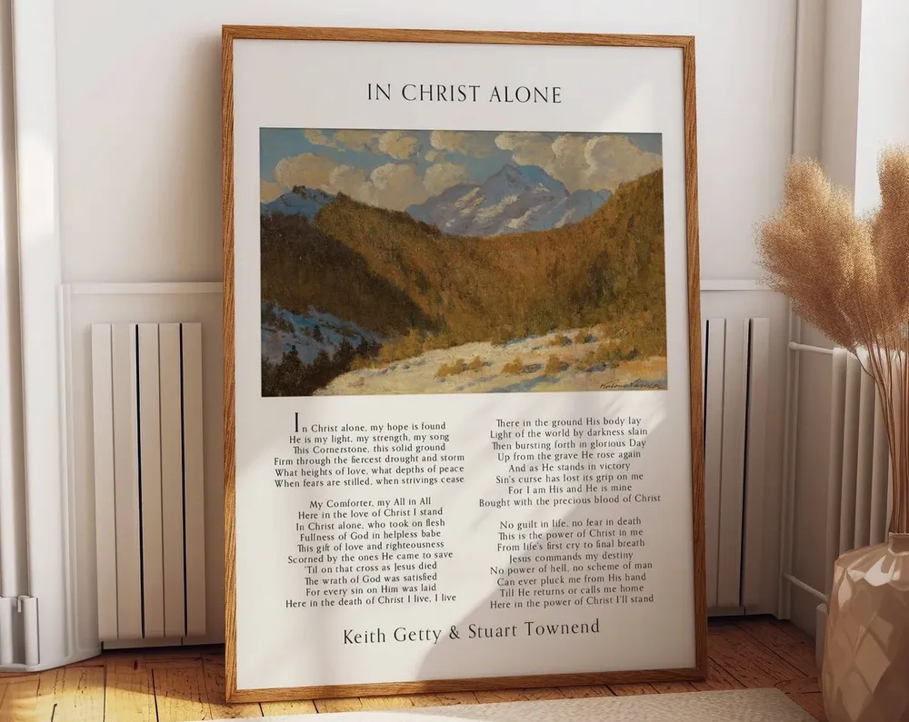 In Christ Alone Hymn Sheet Art, Christian Home Decor