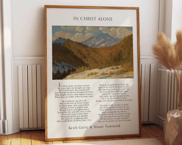 In Christ Alone Hymn Sheet Art, Christian Home Decor