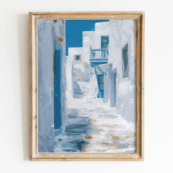Santorini Greece Travel Poster, Preppy Room Decor