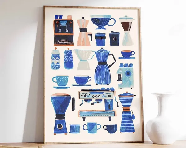 Retro Coffee Vintage Poster, Kitchen Decor Art