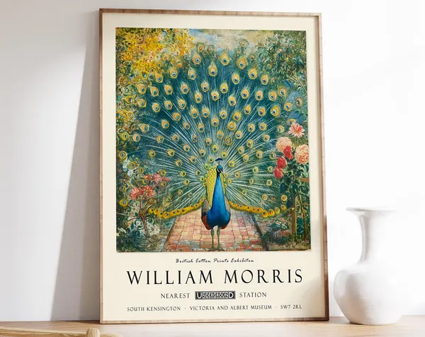 William Morris Peacock Vintage Exhibition Poster Art Print