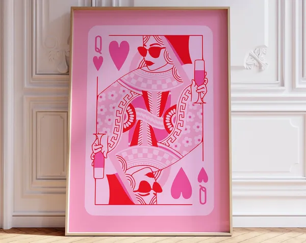 Queen Of Hearts Funky Pink Room Art Print