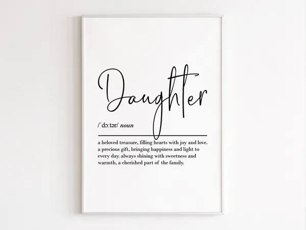 Daughter Definition Art Print, Gift For Her