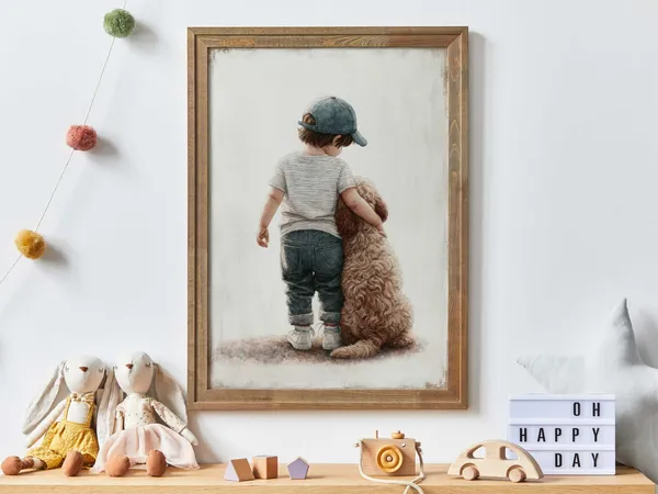 Cockapoo Nursery Art Print, Boy Dog Decor