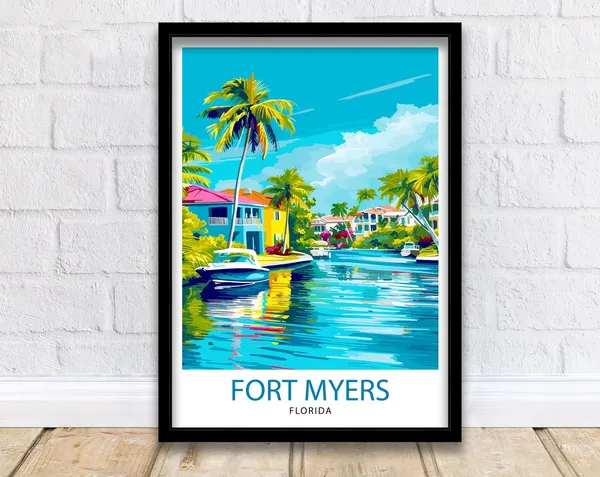 Fort Myers Beach Florida Travel Poster, Beach Art Print