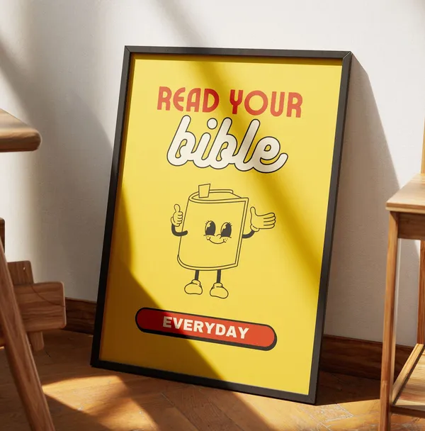 Read Your Bible Retro Christian Wall Art Print